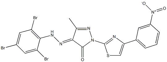 5-methyl-2-[4-(3-nitrophenyl)-1,3-thiazol-2-yl]-4-[(2,4,6-tribromophenyl)hydrazono]-2,4-dihydro-3H-pyrazol-3-one 구조식 이미지