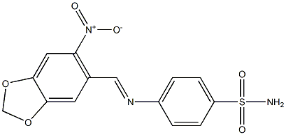 4-{[(6-nitro-1,3-benzodioxol-5-yl)methylene]amino}benzenesulfonamide 구조식 이미지