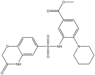 methyl 3-(3-oxo-3,4-dihydro-2H-benzo[b][1,4]oxazine-6-sulfonamido)-4-(piperidin-1-yl)benzoate 구조식 이미지