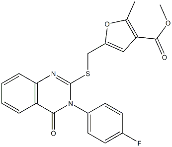 methyl 5-(((3-(4-fluorophenyl)-4-oxo-3,4-dihydroquinazolin-2-yl)thio)methyl)-2-methylfuran-3-carboxylate 구조식 이미지