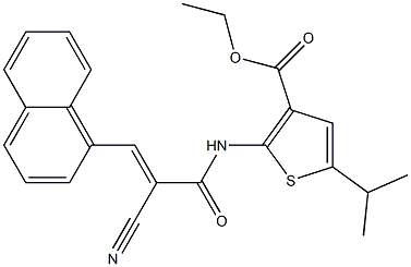 (E)-ethyl 2-(2-cyano-3-(naphthalen-1-yl)acrylamido)-5-isopropylthiophene-3-carboxylate 구조식 이미지