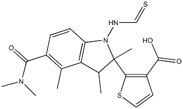 methyl 5-(dimethylcarbamoyl)-4-methyl-2-(2-methylindoline-1-carbothioamido)thiophene-3-carboxylate Structure