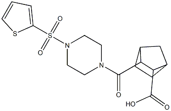 3-(4-(thiophen-2-ylsulfonyl)piperazine-1-carbonyl)bicyclo[2.2.1]heptane-2-carboxylic acid Structure