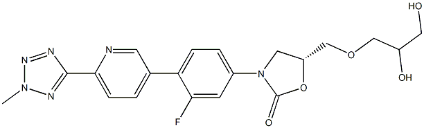 (5R)-5-((2,3-dihydroxypropoxy)methyl)-3-(3-fluoro-4-(6-(2-methyl-2H-tetrazol-5-yl)pyridin-3-yl)phenyl)oxazolidin-2-one Structure
