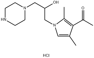 1-[1-(2-hydroxy-3-piperazin-1-ylpropyl)-2,4-dimethyl-1H-pyrrol-3-yl]ethanone hydrochloride Structure