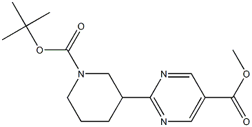 2-(1-tert-Butoxycarbonyl-piperidin-3-yl)-pyrimidine-5-carboxylic acid methyl ester Structure