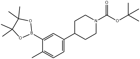 tert-butyl 4-(4-methyl-3-(4,4,5,5-tetramethyl-1,3,2-dioxaborolan-2-yl)phenyl)piperidine-1-carboxylate Structure