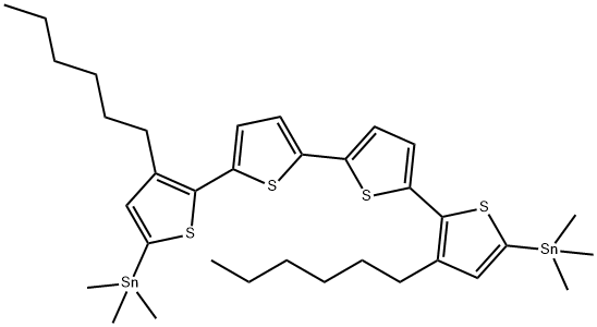 (3,3'''-Dihexyl-[2,2':5',2'':5'',2'''-quaterthiophene]-5,5'''-diyl)bis(trimethylstannane) Structure