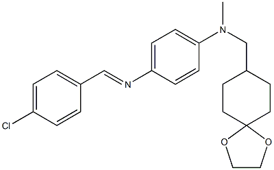 (E)-N1-(1,4-dioxaspiro[4.5]decan-8-ylmethyl)-N4-(4-chlorobenzylidene)-N1-methylbenzene-1,4-diamine Structure