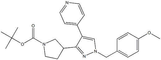 3-[1-(4-Methoxy-benzyl)-4-pyridin-4-yl-1H-pyrazol-3-yl]-pyrrolidine-1-carboxylic acid tert-butyl ester 구조식 이미지