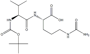 (S)-2-((S)-2-((tert-butoxycarbonyl)amino)-3-methylbutanamido)-5-ureidopentanoic acid 구조식 이미지