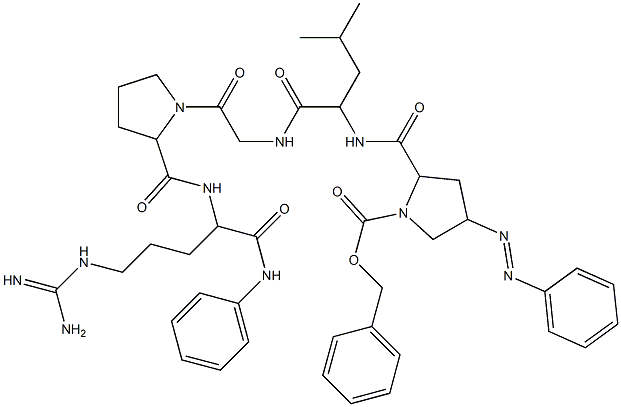 (E)-4-(phenyldiazenyl)benzyl 2-((1-((2-(2-((5-guanidino-1-oxo-1-(phenylamino)pentan-2-yl)carbamoyl)pyrrolidin-1-yl)-2-oxoethyl)amino)-4-methyl-1-oxopentan-2-yl)carbamoyl)pyrrolidine-1-carboxylate 구조식 이미지