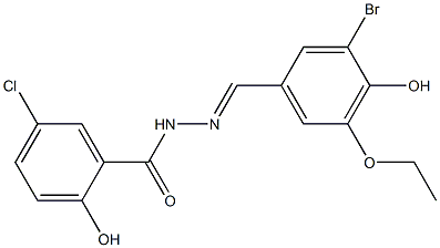 (E)-N'-(3-bromo-5-ethoxy-4-hydroxybenzylidene)-5-chloro-2-hydroxybenzohydrazide 구조식 이미지