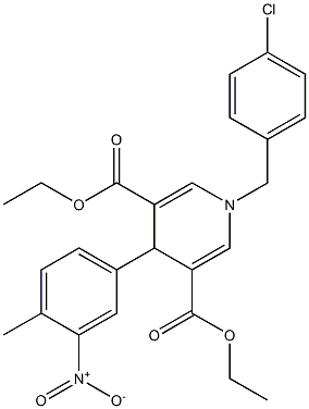 diethyl 1-(4-chlorobenzyl)-4-(4-methyl-3-nitrophenyl)-1,4-dihydropyridine-3,5-dicarboxylate 구조식 이미지