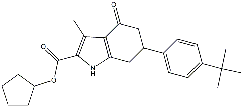 cyclopentyl 6-(4-(tert-butyl)phenyl)-3-methyl-4-oxo-4,5,6,7-tetrahydro-1H-indole-2-carboxylate 구조식 이미지