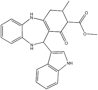 methyl 11-(1H-indol-3-yl)-3-methyl-1-oxo-2,3,4,5,10,11-hexahydro-1H-dibenzo[b,e][1,4]diazepine-2-carboxylate Structure