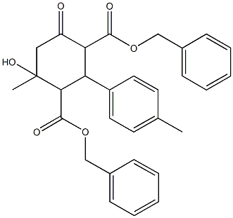 dibenzyl4-hydroxy-4-methyl-2-(4-methylphenyl)-6-oxo-1,3-cyclohexanedicarboxylate Structure