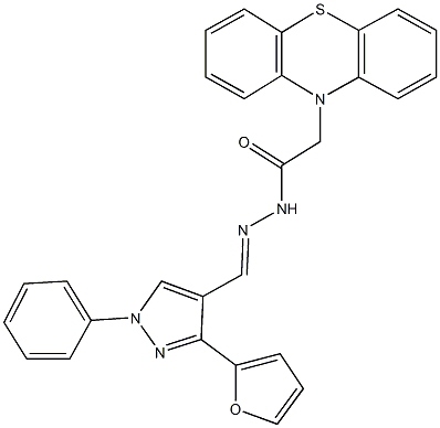 N'-{[3-(2-furyl)-1-phenyl-1H-pyrazol-4-yl]methylene}-2-(10H-phenothiazin-10-yl)acetohydrazide 구조식 이미지