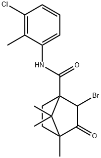 2-bromo-N-(3-chloro-2-methylphenyl)-4,7,7-trimethyl-3-oxobicyclo[2.2.1]heptane-1-carboxamide 구조식 이미지