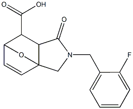 3-(2-fluorobenzyl)-4-oxo-10-oxa-3-azatricyclo[5.2.1.0~1,5~]dec-8-ene-6-carboxylic acid 구조식 이미지