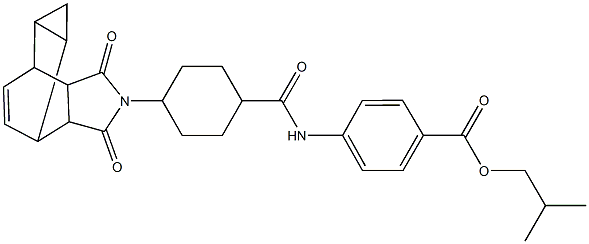 isobutyl 4-({[4-(3,5-dioxo-4-azatetracyclo[5.3.2.0~2,6~.0~8,10~]dodec-11-en-4-yl)cyclohexyl]carbonyl}amino)benzoate 구조식 이미지