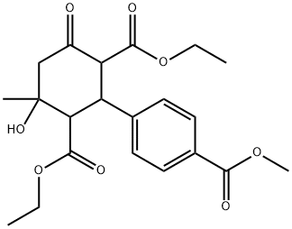 diethyl 4-hydroxy-2-[4-(methoxycarbonyl)phenyl]-4-methyl-6-oxo-1,3-cyclohexanedicarboxylate Structure