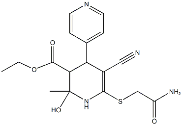 ethyl 6-[(2-amino-2-oxoethyl)sulfanyl]-5-cyano-2-hydroxy-2-methyl-1,2,3,4-tetrahydro-4,4'-bipyridine-3-carboxylate Structure