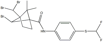 6-bromo-4-(dibromomethyl)-N-{4-[(difluoromethyl)sulfanyl]phenyl}-5,5-dimethylbicyclo[2.1.1]hexane-1-carboxamide 구조식 이미지