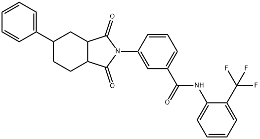 3-(1,3-dioxo-5-phenyloctahydro-2H-isoindol-2-yl)-N-[2-(trifluoromethyl)phenyl]benzamide 구조식 이미지