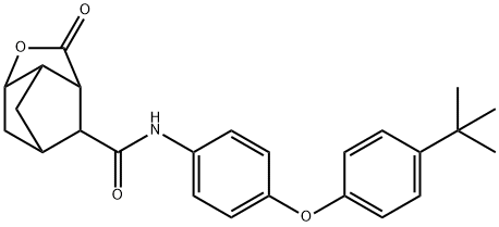 N-[4-(4-tert-butylphenoxy)phenyl]-5-oxo-4-oxatricyclo[4.2.1.0~3,7~]nonane-9-carboxamide 구조식 이미지