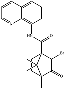 2-bromo-4,7,7-trimethyl-3-oxo-N-(8-quinolinyl)bicyclo[2.2.1]heptane-1-carboxamide 구조식 이미지