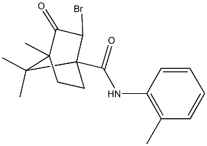 2-bromo-4,7,7-trimethyl-N-(2-methylphenyl)-3-oxobicyclo[2.2.1]heptane-1-carboxamide 구조식 이미지