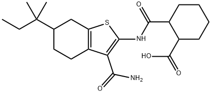 2-({[3-(aminocarbonyl)-6-tert-pentyl-4,5,6,7-tetrahydro-1-benzothien-2-yl]amino}carbonyl)cyclohexanecarboxylic acid 구조식 이미지