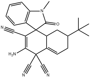2-amino-6-tert-butyl-1'-methyl-1',3',4a,5,6,7-hexahydro-2'-oxospiro[naphthalene-4,3'-(2'H)-indole]-1,1,3(4H)-tricarbonitrile 구조식 이미지