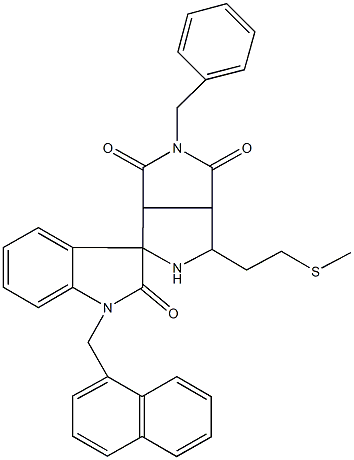 2-benzyl-4-[2-(methylsulfanyl)ethyl]-1'-(1-naphthylmethyl)-1',3a,3',4,6,6a-hexahydrospiro(pyrrolo[3,4-c]pyrrole-6,3'-[2'H]-indole)-1,2',3(2H,3aH)-trione Structure