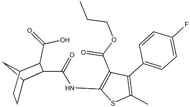 3-({[4-(4-fluorophenyl)-5-methyl-3-(propoxycarbonyl)thien-2-yl]amino}carbonyl)bicyclo[2.2.1]heptane-2-carboxylic acid Structure