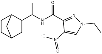 N-(1-bicyclo[2.2.1]hept-2-ylethyl)-1-ethyl-4-nitro-1H-pyrazole-3-carboxamide 구조식 이미지