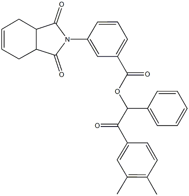 2-(3,4-dimethylphenyl)-2-oxo-1-phenylethyl 3-(1,3-dioxo-1,3,3a,4,7,7a-hexahydro-2H-isoindol-2-yl)benzoate 구조식 이미지