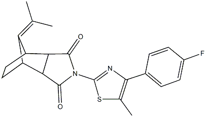 4-[4-(4-fluorophenyl)-5-methyl-1,3-thiazol-2-yl]-10-(1-methylethylidene)-4-azatricyclo[5.2.1.0~2,6~]decane-3,5-dione Structure