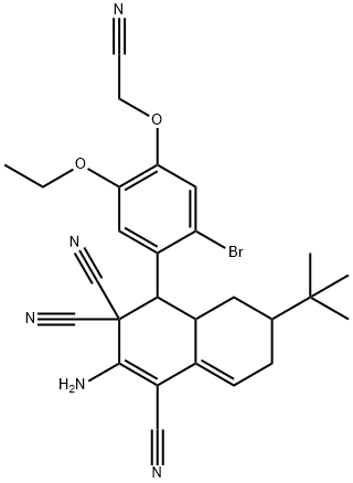 2-amino-4-[2-bromo-4-(cyanomethoxy)-5-ethoxyphenyl]-6-tert-butyl-4a,5,6,7-tetrahydro-1,3,3(4H)-naphthalenetricarbonitrile 구조식 이미지