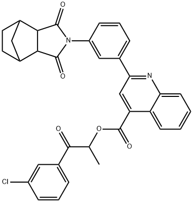 2-(3-chlorophenyl)-1-methyl-2-oxoethyl 2-[3-(3,5-dioxo-4-azatricyclo[5.2.1.0~2,6~]dec-4-yl)phenyl]-4-quinolinecarboxylate 구조식 이미지