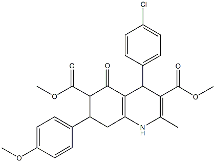 dimethyl 4-(4-chlorophenyl)-7-(4-methoxyphenyl)-2-methyl-5-oxo-1,4,5,6,7,8-hexahydroquinoline-3,6-dicarboxylate Structure