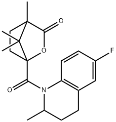 1-[(6-fluoro-2-methyl-3,4-dihydro-1(2H)-quinolinyl)carbonyl]-4,7,7-trimethyl-2-oxabicyclo[2.2.1]heptan-3-one 구조식 이미지