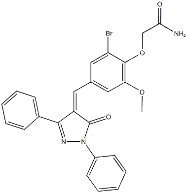 2-{2-bromo-6-methoxy-4-[(5-oxo-1,3-diphenyl-1,5-dihydro-4H-pyrazol-4-ylidene)methyl]phenoxy}acetamide Structure