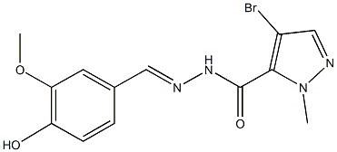 4-bromo-N'-(4-hydroxy-3-methoxybenzylidene)-1-methyl-1H-pyrazole-5-carbohydrazide 구조식 이미지