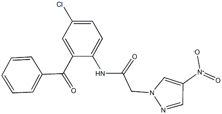 N-(2-benzoyl-4-chlorophenyl)-2-{4-nitro-1H-pyrazol-1-yl}acetamide 구조식 이미지