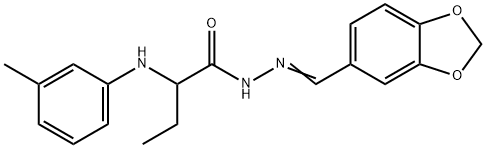 N'-(1,3-benzodioxol-5-ylmethylene)-2-(3-toluidino)butanohydrazide Structure