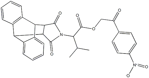 2-{4-nitrophenyl}-2-oxoethyl 2-(16,18-dioxo-17-azapentacyclo[6.6.5.0~2,7~.0~9,14~.0~15,19~]nonadeca-2,4,6,9,11,13-hexaen-17-yl)-3-methylbutanoate 구조식 이미지