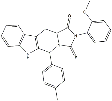 2-(2-methoxyphenyl)-5-(4-methylphenyl)-3-thioxo-2,3,5,6,11,11a-hexahydro-1H-imidazo[5',1':6,1]pyrido[3,4-b]indol-1-one 구조식 이미지