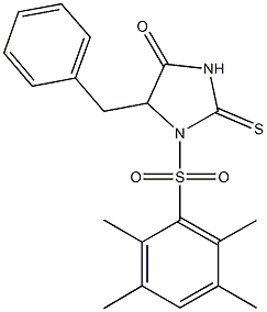 5-benzyl-1-[(2,3,5,6-tetramethylphenyl)sulfonyl]-2-thioxo-4-imidazolidinone 구조식 이미지